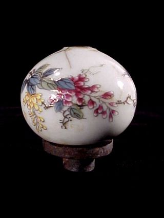 Opium War Era Painted Flowers On White Porcelain Pipe Bowl Or Incense Burner D1 photo