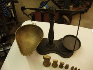 Antique Salter Scale With Weights photo