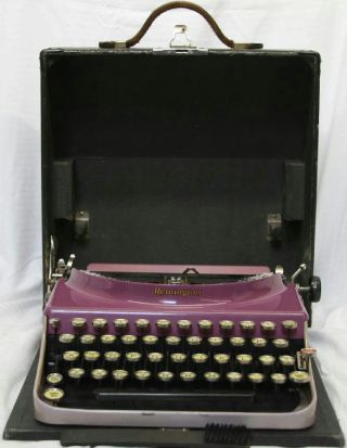 Antique Art Deco 1920s 1930s Remington Home Portable Typewriter Model 3 Purple photo
