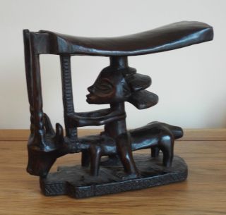 Offer Wonderful Old African Wooden Double Carved Figure Stool / Pillow photo