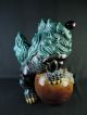 B9302:japanese Old Kutani - Ware Colored Dragon Sculpture Big Lion Statue Other Japanese Antiques photo 2