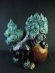 B9302:japanese Old Kutani - Ware Colored Dragon Sculpture Big Lion Statue Other Japanese Antiques photo 3