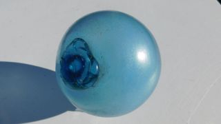 Vintage Wonderful Beachcombed Japanese Blue Glass Float photo