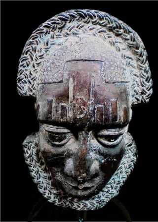Old Tribal Benin Queen Idia Pendant Mask Edo,  Nigeria photo