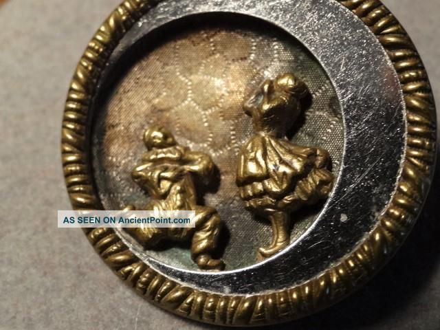 Lg Figureal Antique Victorian Picture Button Serenade Scene From Opera Pagliacci Buttons photo