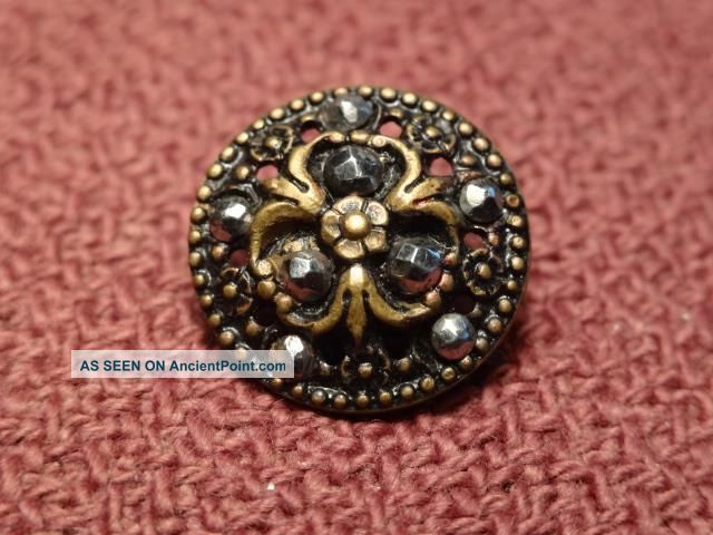 Stunning Little Antique Victorian Sewing Button With Cut Steel Accents Buttons photo