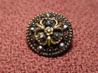 Stunning Little Antique Victorian Sewing Button With Cut Steel Accents photo