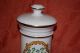Vintage Hand Painted Apothecary Sanicula White Porcelain Jar Canister Gold Trim Bottles & Jars photo 2