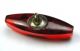 Antique Ruby Glass Button Faceted Spindle Design - 1 
