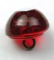 Antique Glass Charmstring Button Transparent Red Dome W/ White Dot - Swirl Back Buttons photo 1