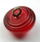 Antique Glass Charmstring Button Transparent Red Dome W/ White Dot - Swirl Back Buttons photo 2
