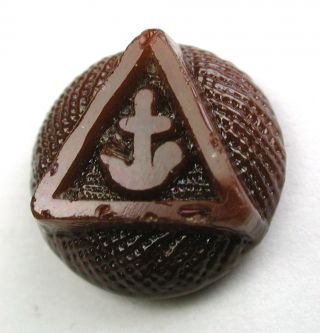 Antique Charmstring Button Anchor In Triangle Mold Chocolate Color - Swirl Back photo