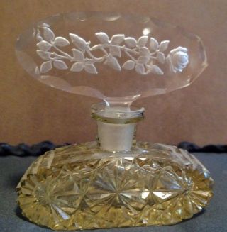 Vintage Czech Cut Glass Perfume Bottle photo