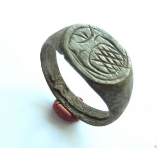 Ancient Post - Medieval Bronze Seal - Ring (437). photo