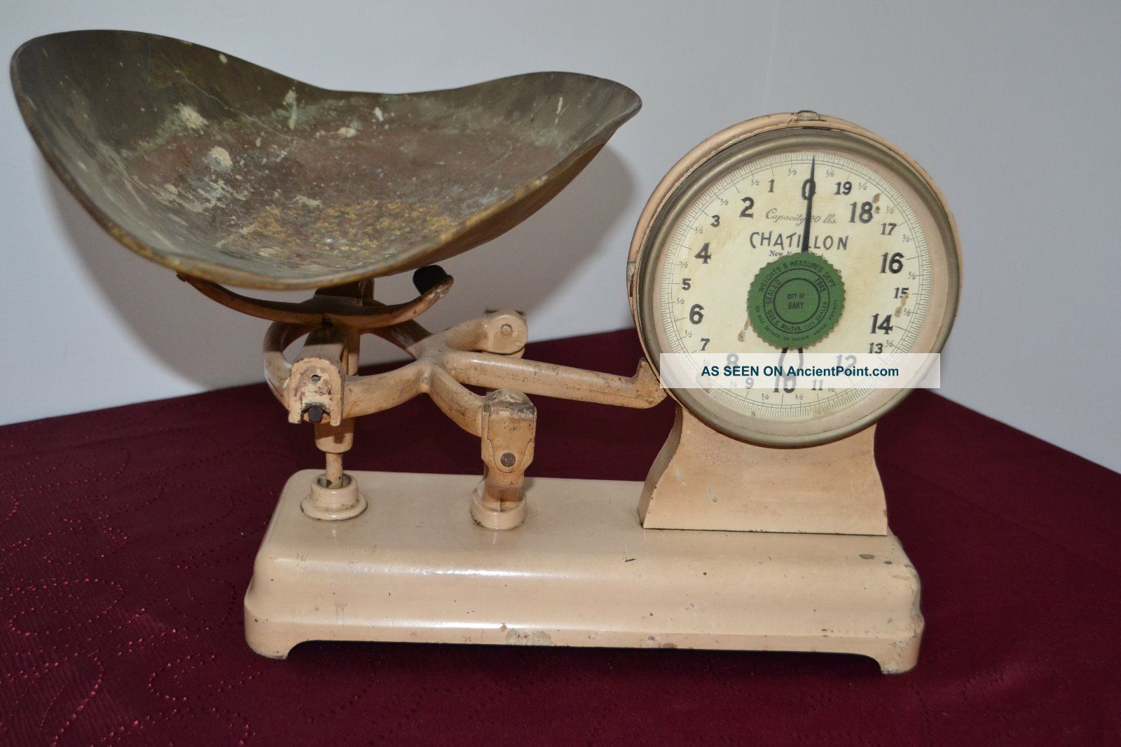 Antique 1938 John Chatillon Countertop Scale 20 Lbs Capacity Scales photo