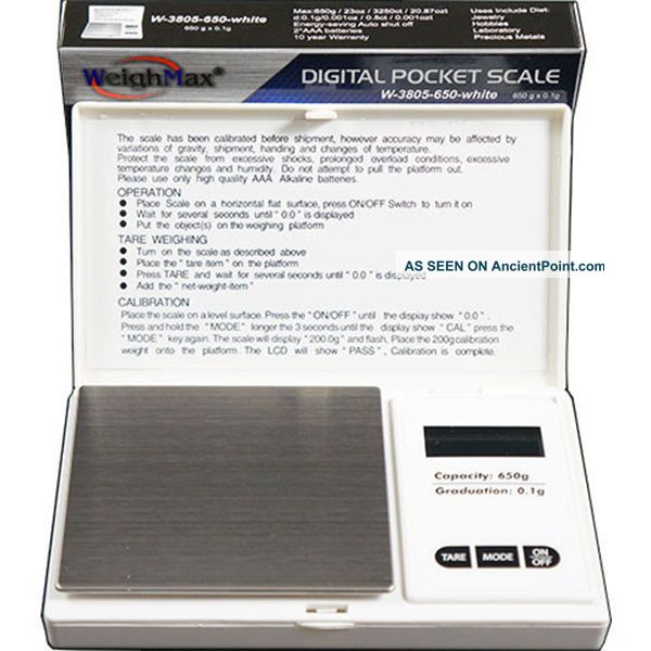 Weighmax W - 3805 - 650 - White (650gx0.  1g) Pocket Scale - Scales photo