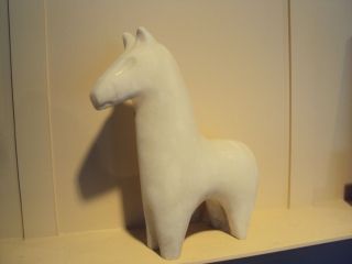 Vintage Alabaster Midcentury Abstract Stone Carving Horse Modernist Sculpture photo