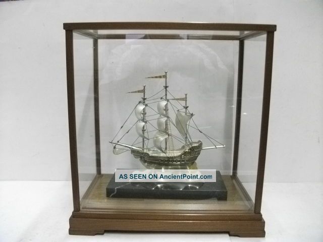 The Sailboat Of Silver Of Japan.  186g/ 6.  55oz.  3masts.  Japanese Antique. Other Antique Sterling Silver photo