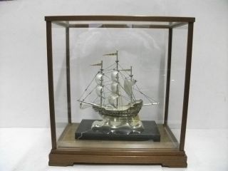 The Sailboat Of Silver Of Japan.  186g/ 6.  55oz.  3masts.  Japanese Antique. photo