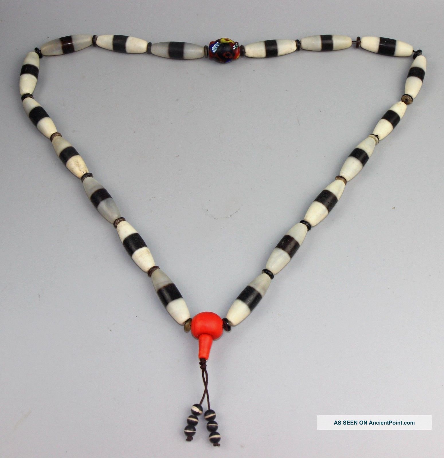 Ancient Chinese Tibet Dzi Bead Old Agate Necklace Long 45cm Necklaces & Pendants photo