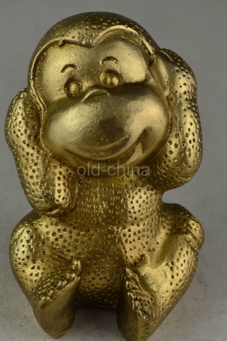Collectible China Culture Decor Copper Handwork 12 Zodiac Monkey Lucky Statue photo