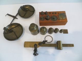 Vintage Brass Scales And Misc.  Weights photo