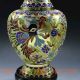Chinese Handwork Brass Cloisonne Dragon & Phoenix Vase Vases photo 2