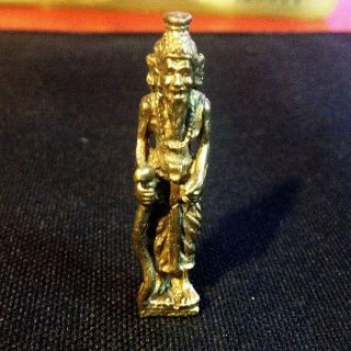 Thai Amulets Old Hermit Brass Figurine Magic Protect Luck Rich Charm Success D11 photo