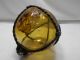 Vintage Glass Fishing Float All Over Amber Yellow Rivermouth Japanese 2.  25 