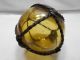 Vintage Glass Fishing Float All Over Amber Yellow Rivermouth Japanese 2.  25 