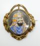 Antique 19c Hand Painted Mughal Miniature Painting Of King Brooch Pin Other Asian Antiques photo 1