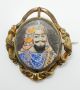 Antique 19c Hand Painted Mughal Miniature Painting Of King Brooch Pin Other Asian Antiques photo 2