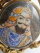 Antique 19c Hand Painted Mughal Miniature Painting Of King Brooch Pin Other Asian Antiques photo 3