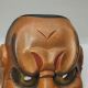 F252: Real Japanese Cultural Wooden Noh Mask Of Fierce Demon Shikami With Sign Masks photo 1