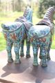 Fine Antique Vintage Pair Chinese Cloisonne Horses Statue Figures Censer Incense Burners photo 11