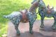 Fine Antique Vintage Pair Chinese Cloisonne Horses Statue Figures Censer Incense Burners photo 5