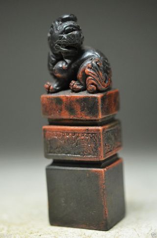 Fine Chinese Old Rock Stone Hand Carved Auspicious Pixiu Statues Seal Ss0066 photo