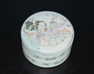 Exquisite Antique Chinese Famille Rose Porcelain Box Marked I2682 photo