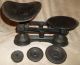 Vintage/antique Cast Iron Scales With 8 Oz.  1 Lb.  & 2 Lb.  Weights Scale From And Scales photo 1