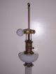 Vintage French White Opaline Glass & Bronze Patina Table Lamp 28 