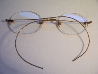 Antique Rimless Spectacles - Wire Frame - Gold Filled/plated Glasses - No Damage photo