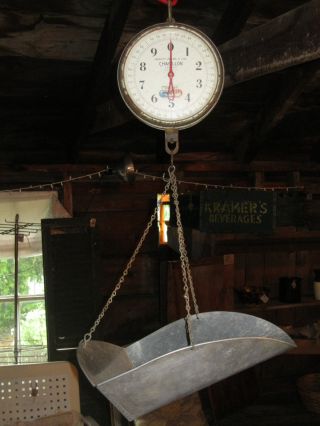 Vintage Antique Chatillon Glass Face Hanging Produce Scale photo