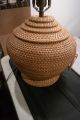 Vintage Coiled Grass Basket Table Lamp Circa 1970 - Perfect For Electic Light Lamps photo 4