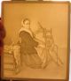 Large Antique Lithophane Panel Woman At Spinning Wheel Ppm 502 6.  5 X 5.  5 
