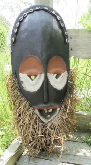 Large Antique African Tribal Art Dan Tribe Handmade Wooden Ceremonial Mask Yqz photo
