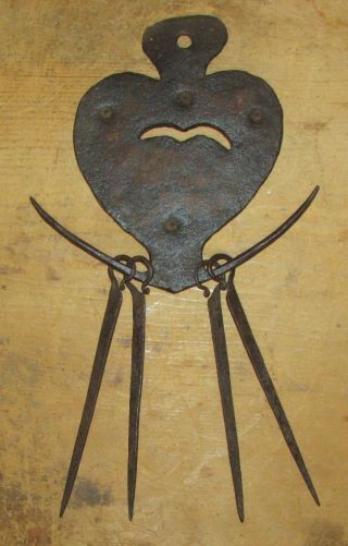 The Absolute Best 18th C Wrought Iron Heart Shaped And Decorated Skewer Holder photo