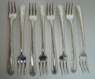 8 Seafood Cocktail Forks Mcglashan Clarke King ' S Plate Silver Plate Mayflower photo