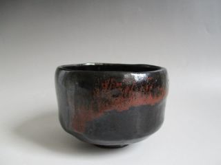 Japanese Raku Ware Tea Bowl By Shoraku Sasaki; Glaze/ Kuro - Raku/ 3154 photo