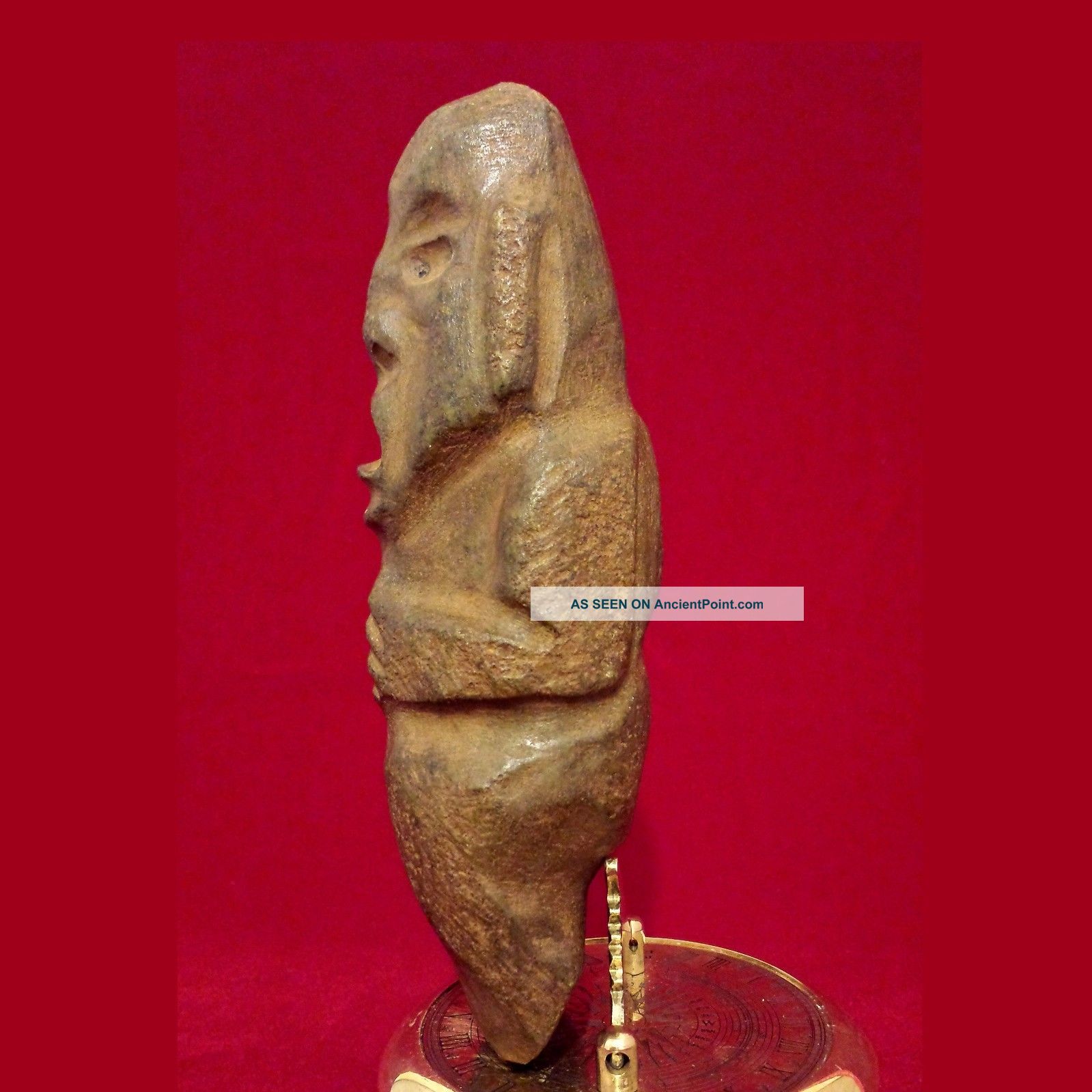 Carved Stone Olmec Shaman Figure Statue Antique Pre Columbian Artifact Mayan The Americas photo