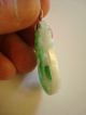 Antique Vintage White & Apple Green Jade Jadeite Pendant 14k Gold Double Carved Necklaces & Pendants photo 5